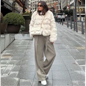 🐻 FUR NEW ZARA 2024 SHORT FAUX FUR COAT  JACKET LIMITED EDITION Bloggers fav